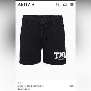 ARITZIA TNA COZY FLEECE BOYFRIEND FIT 5” SWEATSHORT